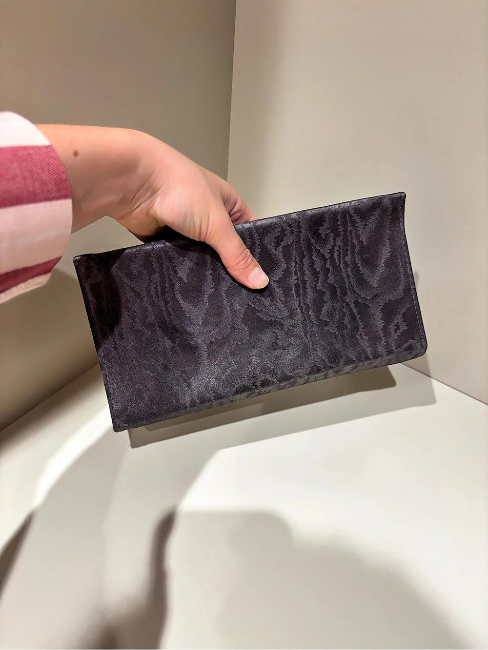 Vintage “Silk” moire evening bag clutch purple grey